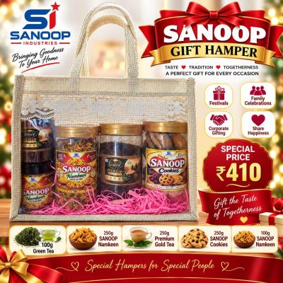 Sanoop Premium Gift Hamper – Green Tea, Gold Tea, Namkeen & Cookies